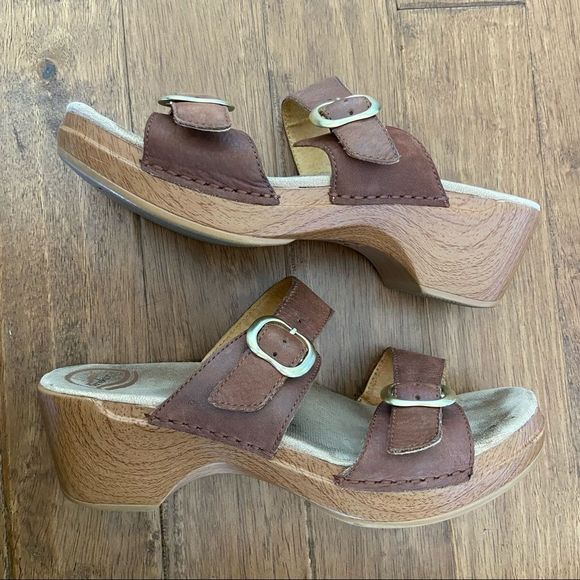 Dansko Shoes - Dansko Sophie 2 Strap Brown Leather Slide Sandal Size 40
